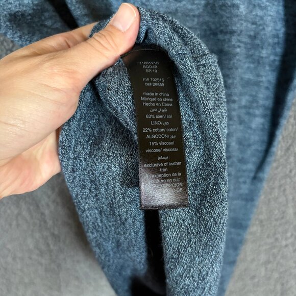 John Varvatos Linen Cotton Henley Shirt - Men's Size L - Blue - Picture 5 of 7